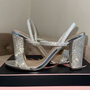 Nina Silver Rhinestone Heels (Savion 1)